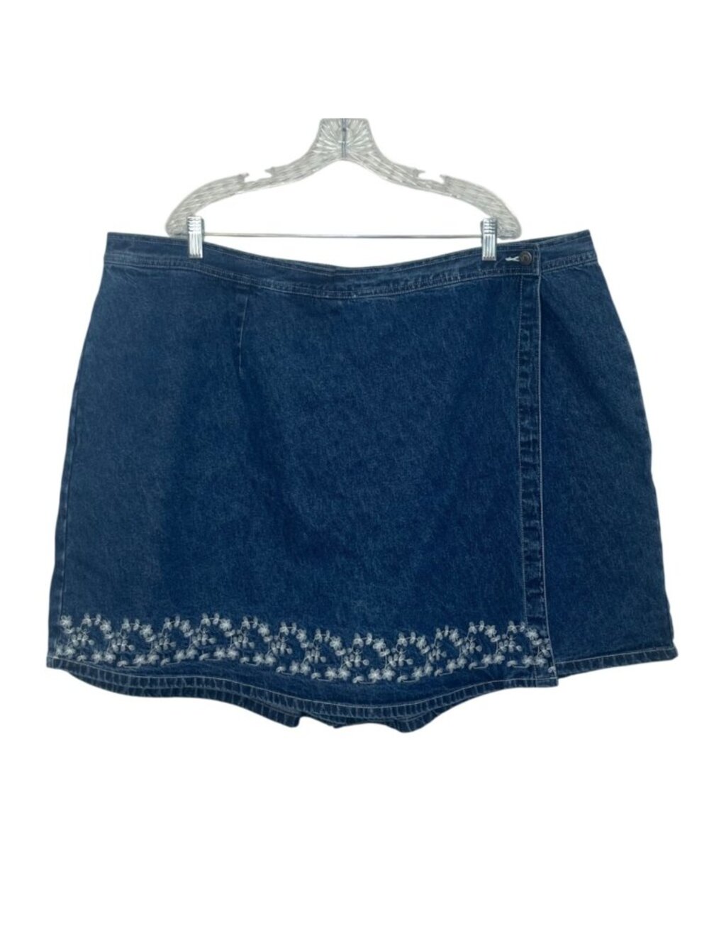 Venezia Jeans Denim Skort Embroidered Floral Hem Size 28 New